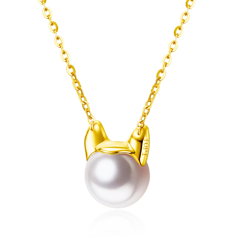 Charm - 18K Gold and Premium Pearl Pendant Necklace