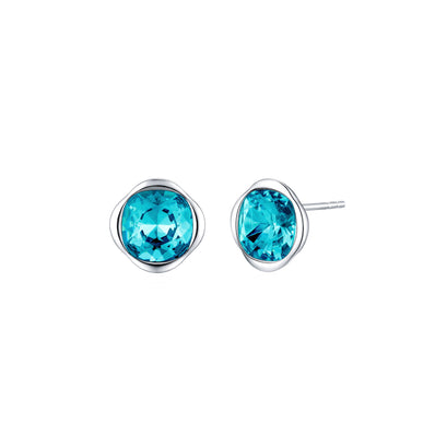Glamor Lake-Blue - Crystal Sterling Silver Stud Earrings