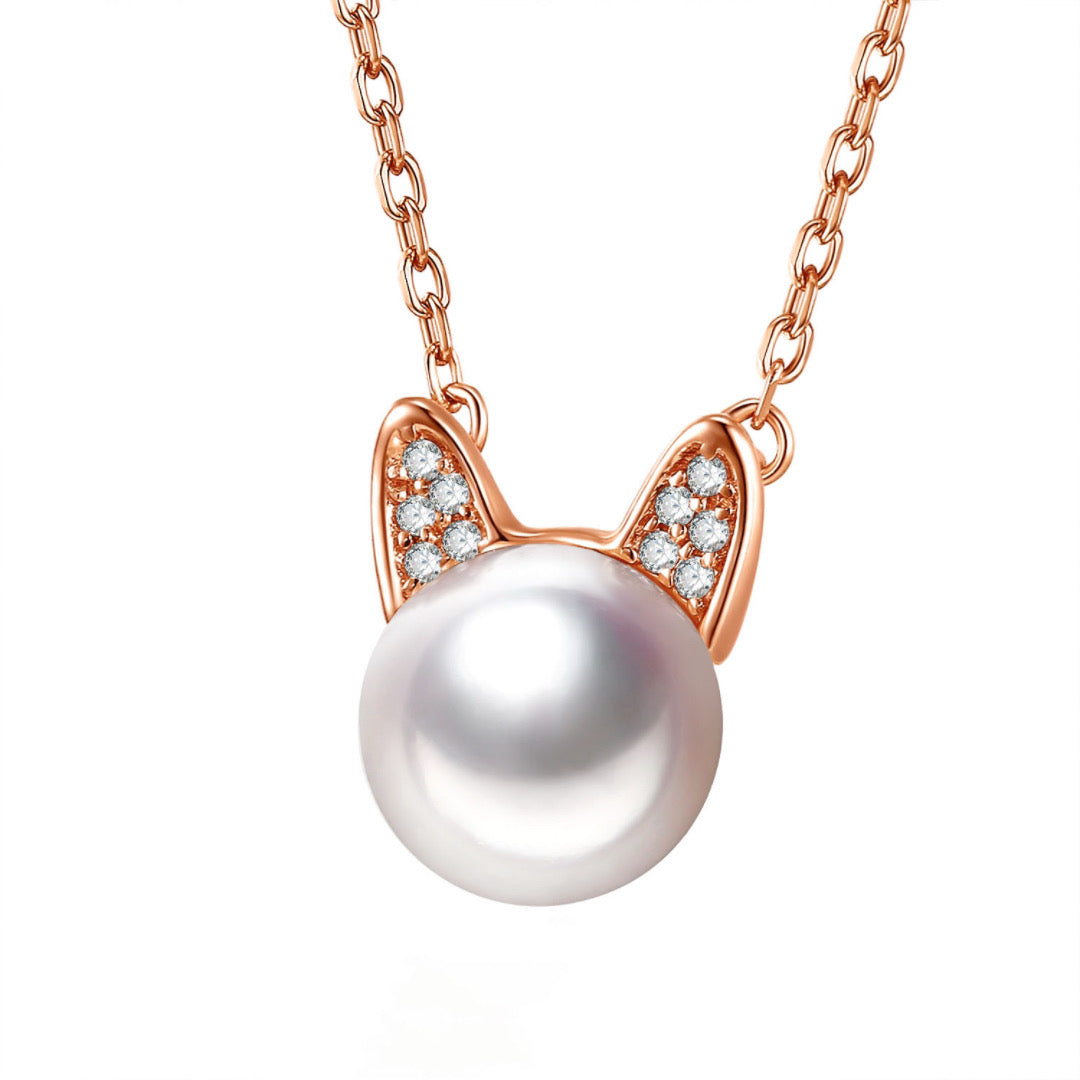 DearFriend RoseGold - Pearl Sterling Silver Pendant Necklace