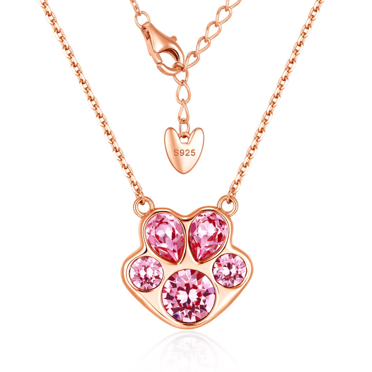 Pawssion RoseGold - Crystal Sterling Silver Pendant Necklace