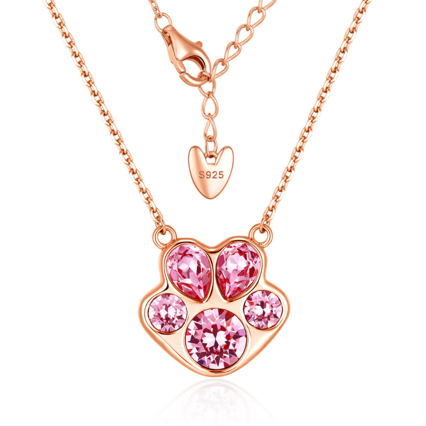 Pawssion RoseGold - Crystal Sterling Silver Pendant Necklace