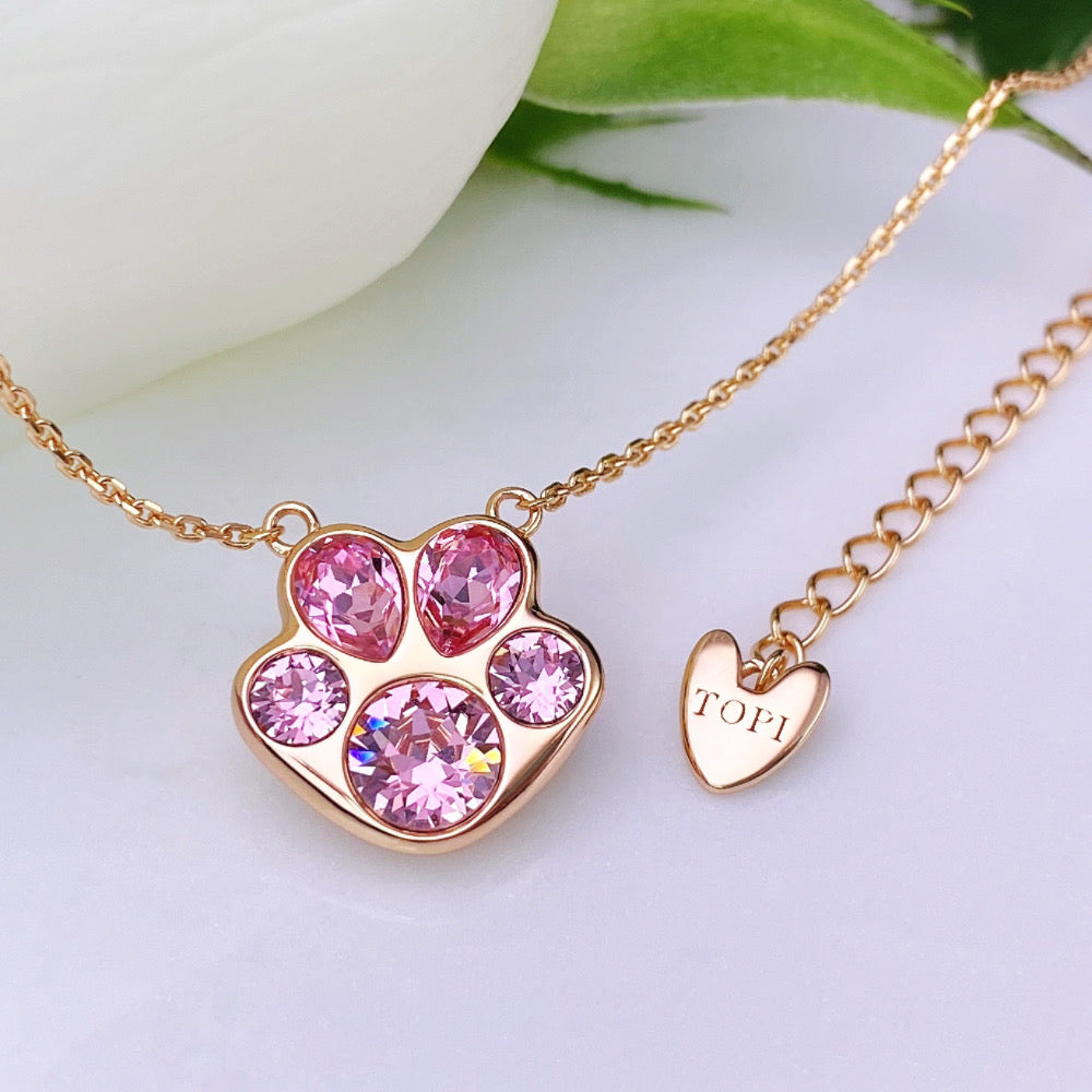 Pawssion RoseGold - Crystal Sterling Silver Pendant Necklace