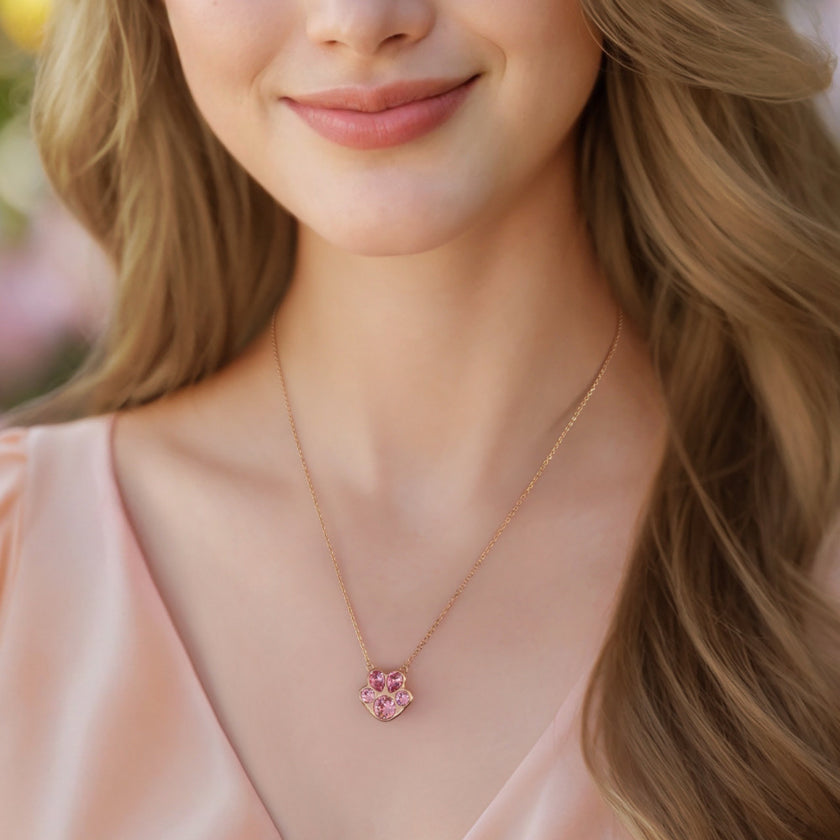 Pawssion RoseGold - Crystal Sterling Silver Pendant Necklace