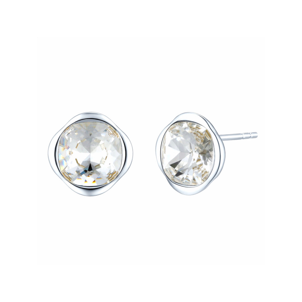 Glamor Clear - Crystal Sterling Silver Stud Earrings