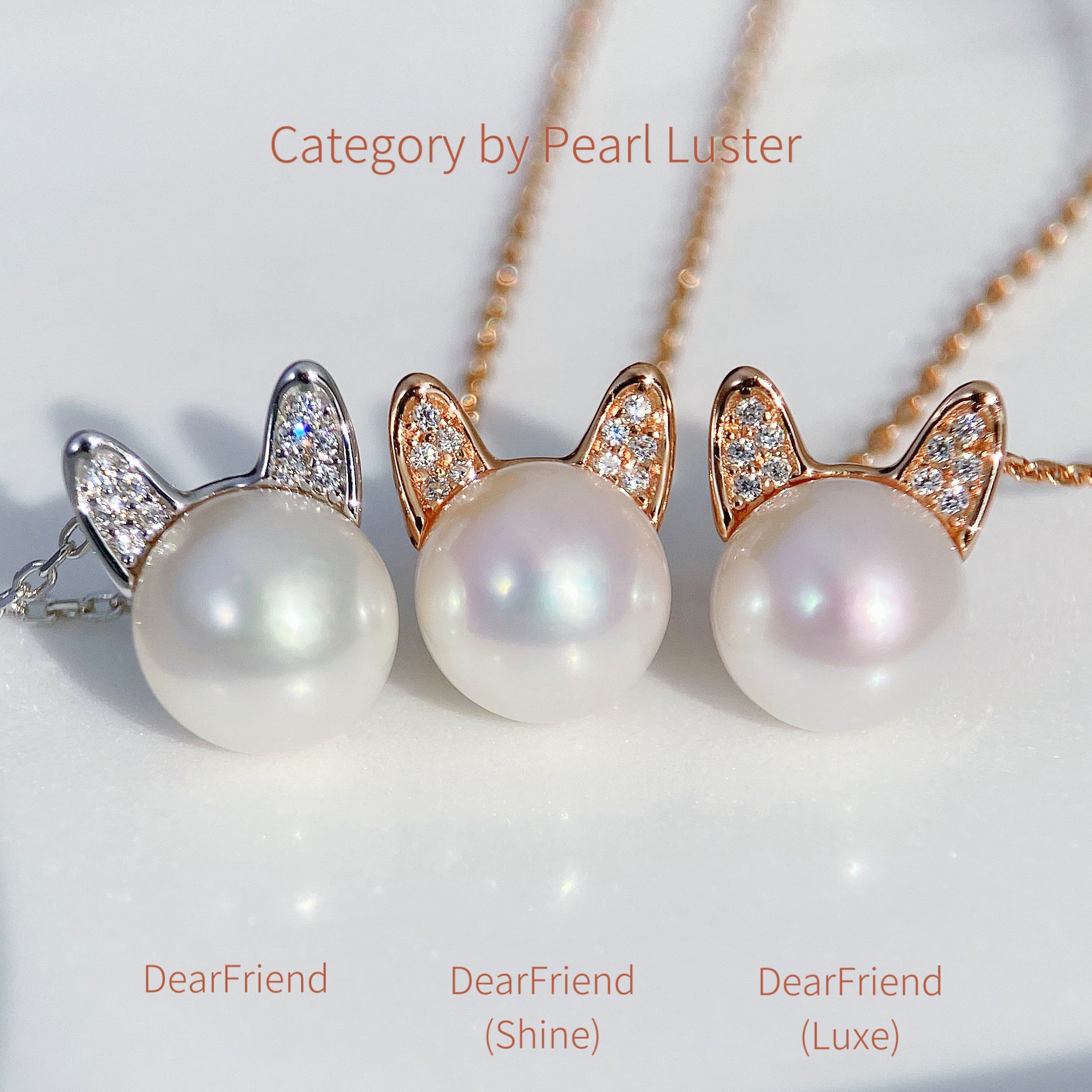 DearFriend RoseGold - Pearl Sterling Silver Pendant Necklace