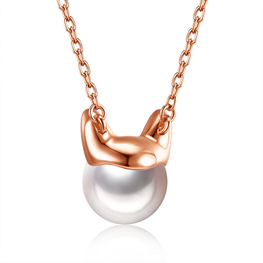 DearFriend RoseGold - Pearl Sterling Silver Pendant Necklace