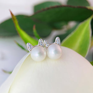 Aura Silver - Pearl Sterling Silver Stud Earrings