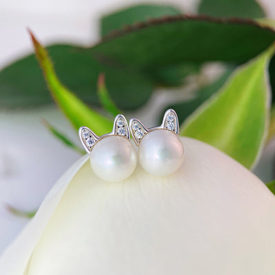 Aura Silver - Pearl Sterling Silver Stud Earrings