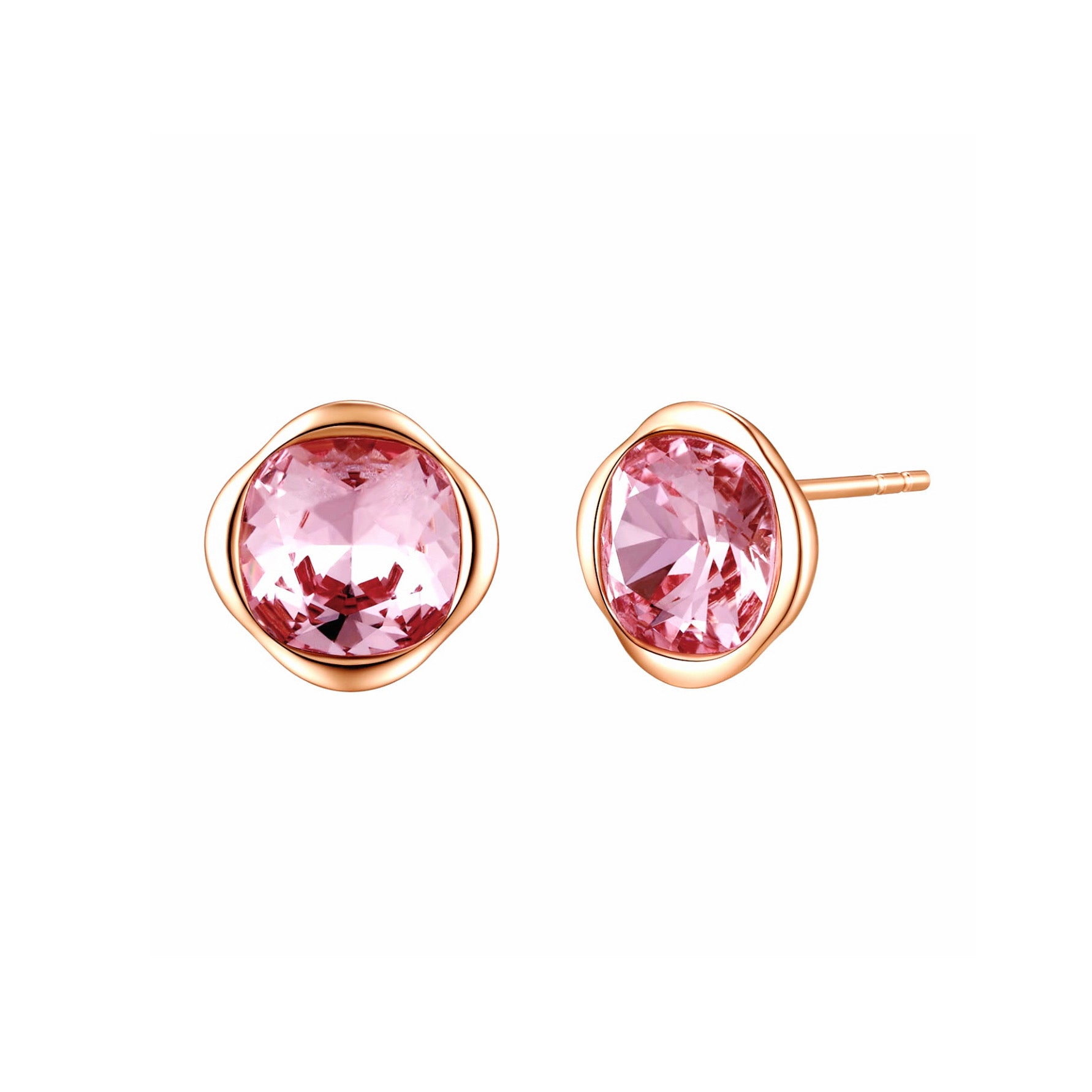 Glamor Pink - Crystal Sterling Silver Stud Earrings