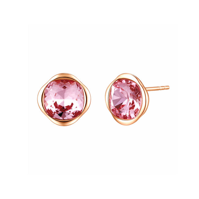 Glamor Pink - Crystal Sterling Silver Stud Earrings