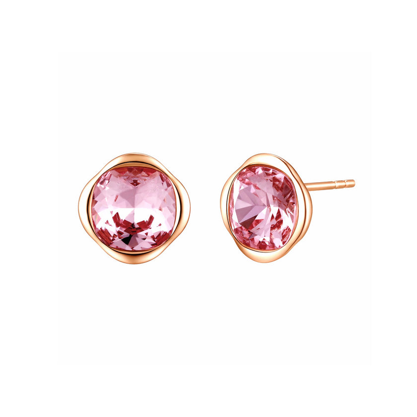 Glamor Pink - Crystal Sterling Silver Stud Earrings