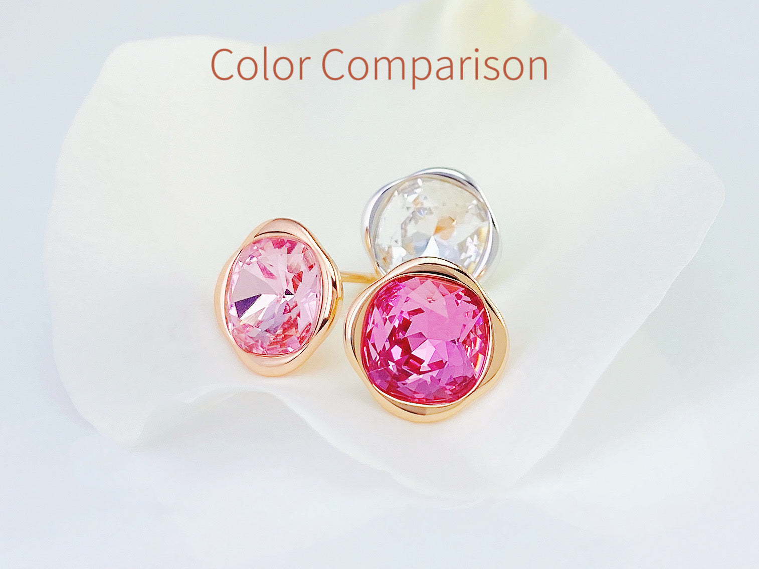 Glamor Pink - Crystal Sterling Silver Stud Earrings