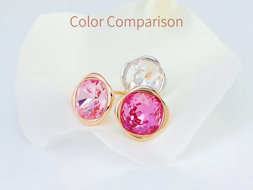 Glamor Pink - Crystal Sterling Silver Stud Earrings