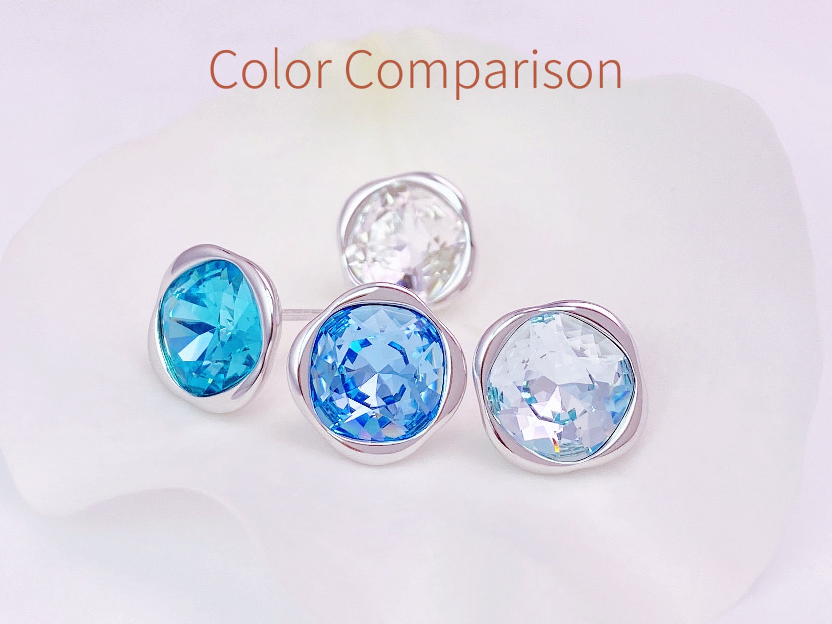 Glamor Ice Blue - Crystal Sterling Silver Stud Earrings