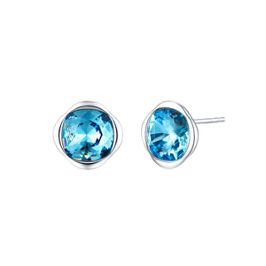 Glamor Blue - Crystal Sterling Silver Stud Earrings