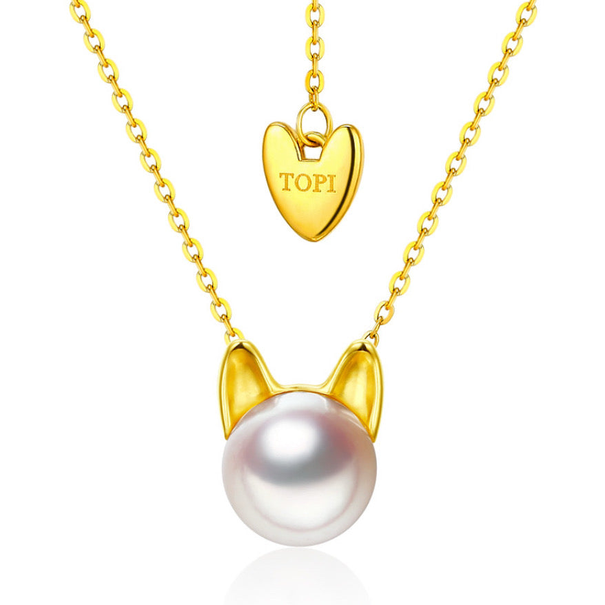 Charm - 18K Gold and Premium Pearl Pendant Necklace
