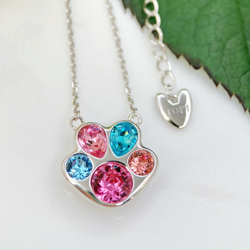 Pawssion Macaron - Crystal Sterling Silver Pendant Necklace