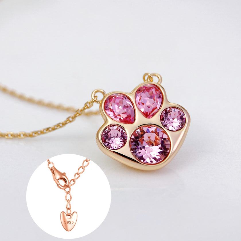 Pawssion RoseGold - Crystal Sterling Silver Pendant Necklace