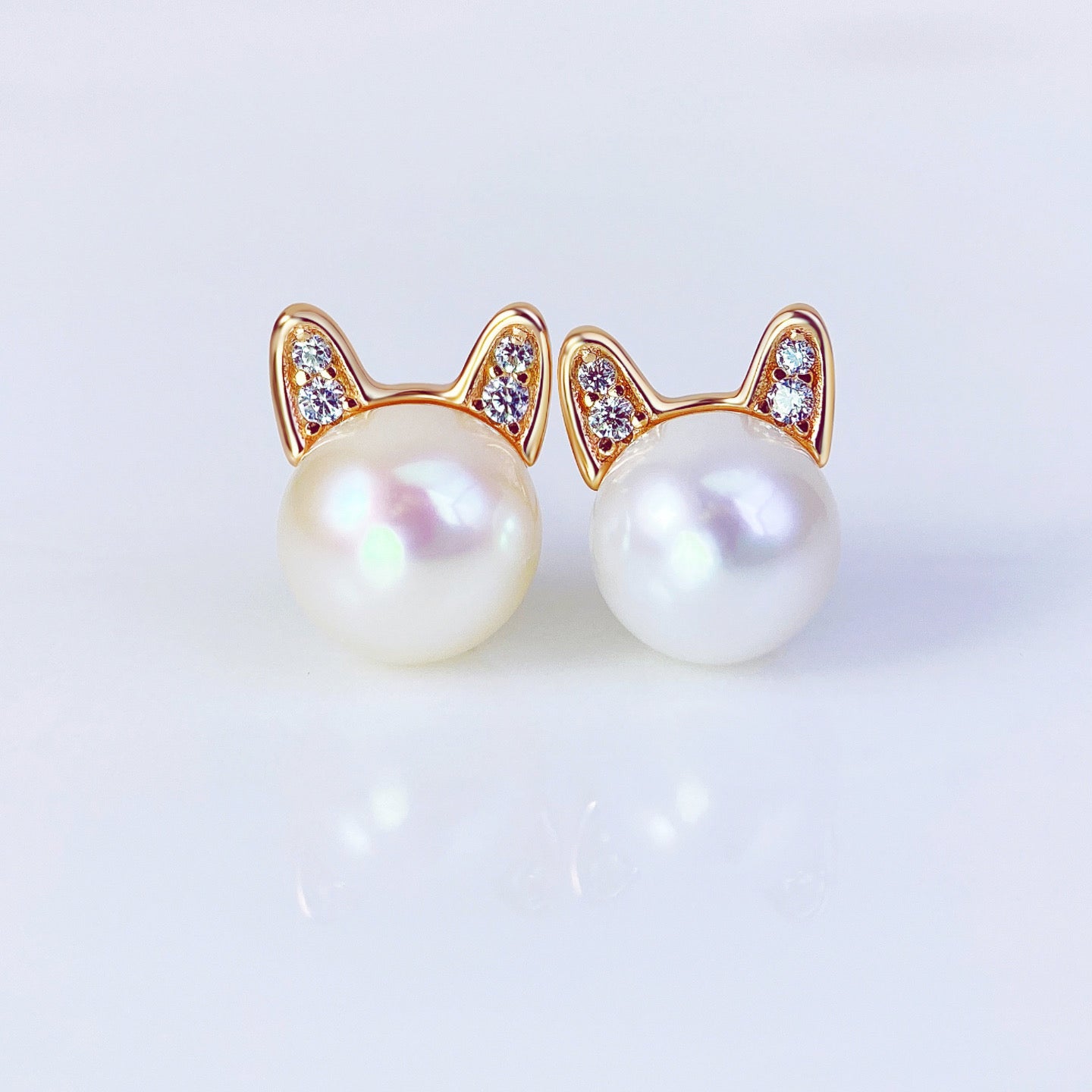 Aura RoseGold - Pearl Sterling Silver Stud Earrings
