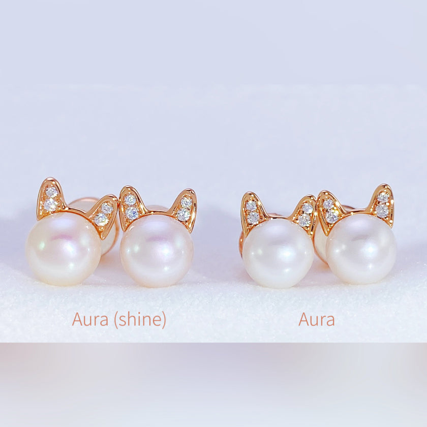 Aura RoseGold - Pearl Sterling Silver Stud Earrings