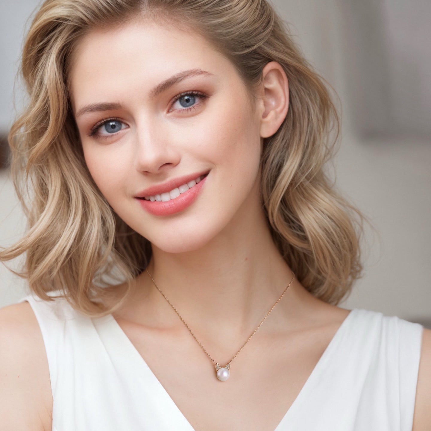 DearFriend RoseGold - Pearl Sterling Silver Pendant Necklace