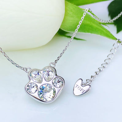 Pawssion Clear - Crystal Sterling Silver Pendant Necklace
