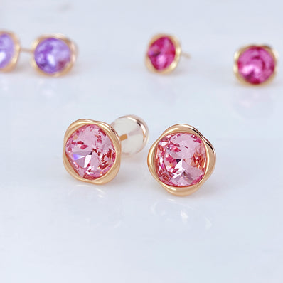 Glamor Pink - Crystal Sterling Silver Stud Earrings