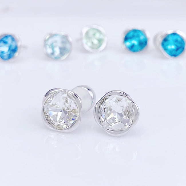 Glamor Clear - Crystal Sterling Silver Stud Earrings