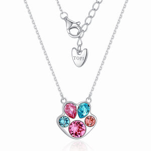 Pawssion Macaron - Crystal Sterling Silver Pendant Necklace