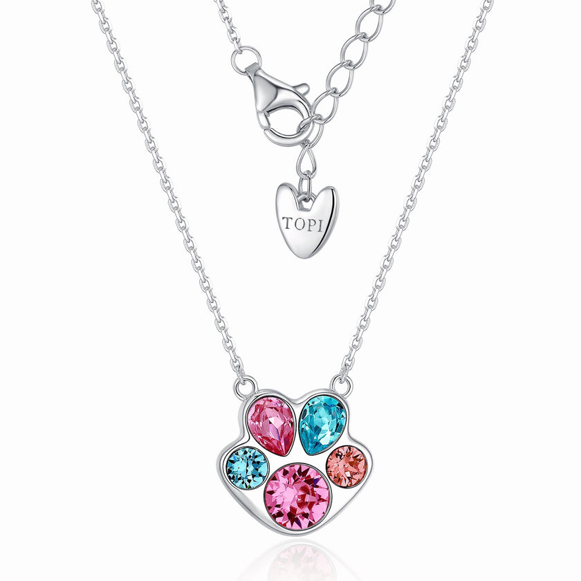 Pawssion Macaron - Crystal Sterling Silver Pendant Necklace