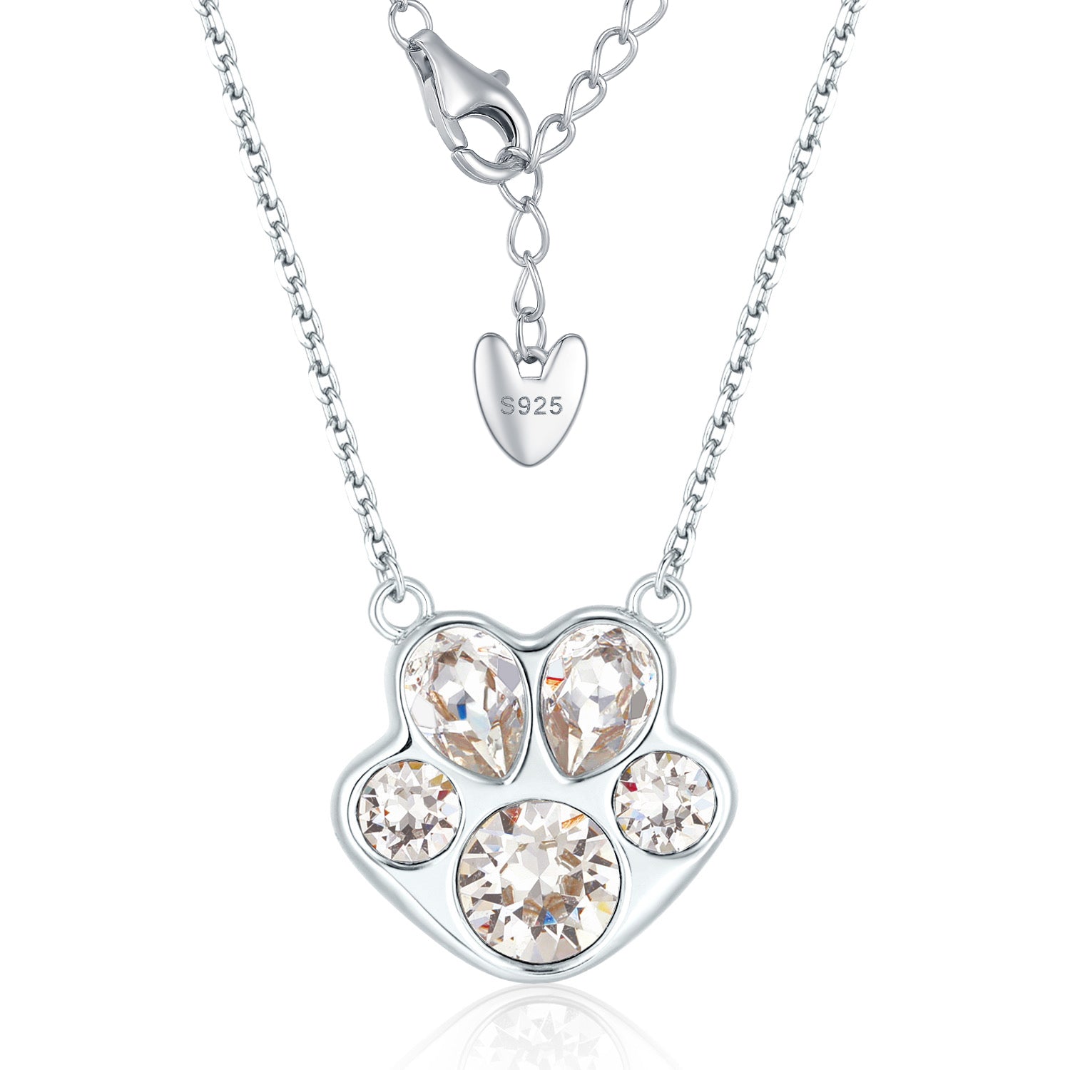 Pawssion Clear - Crystal Sterling Silver Pendant Necklace