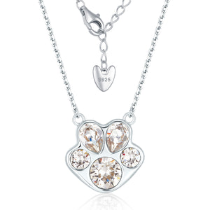 Pawssion Clear - Crystal Sterling Silver Pendant Necklace