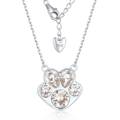 Pawssion Clear - Crystal Sterling Silver Pendant Necklace