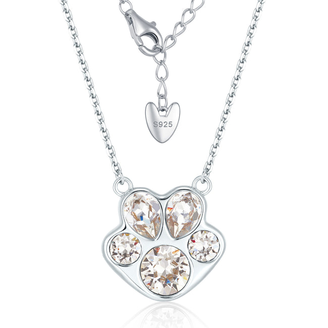 Pawssion Clear - Crystal Sterling Silver Pendant Necklace