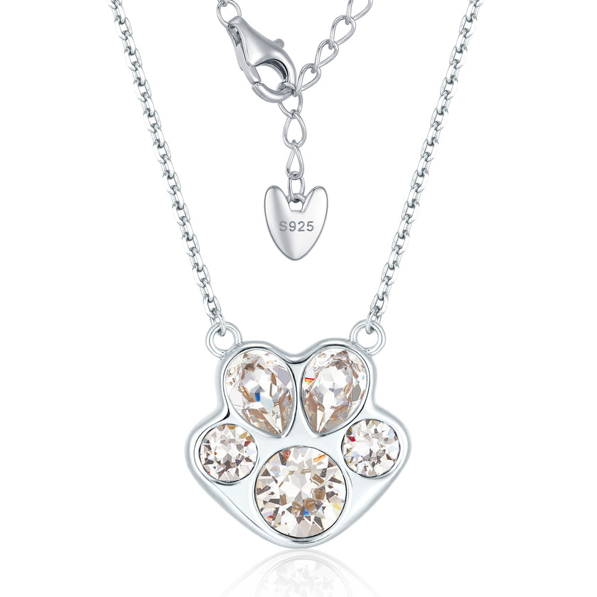 Pawssion Clear - Crystal Sterling Silver Pendant Necklace
